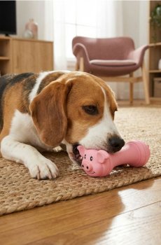 Іграшка для собаки з пищалкою у формі свинки - рожевий