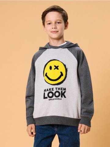 Худі з принтом SmileyWorld® - сірий Худі з принтом SmileyWorld® - сірий