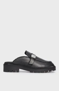 Женские черные кожаные мюли FLATFORM SLIPON MG LTH Черный 38 Calvin Klein YW0YW01655