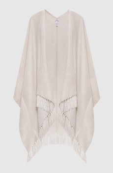 Бежевое пончо с льном