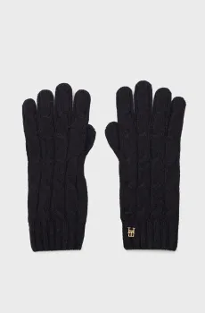 Женские темно-синие шерстяные перчатки TH NAVAL CABLE GLOVES Синий ONESIZE Tommy Hilfiger AW0AW16664