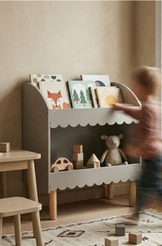 Стелаж на ніжках із хвилястим оздобленням - нюдовий