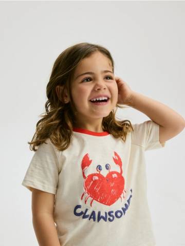 Reserved - Футболка з опуклим принтом - кремовий - 381EC-01X