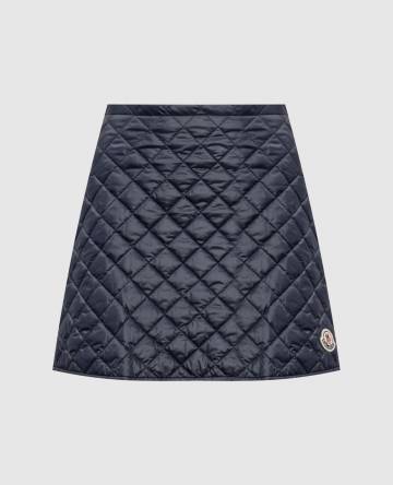 Синяя стеганная юбка мини с нашивкой логотипа