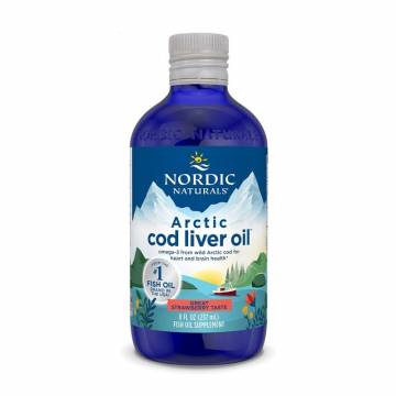 Рыбий жир из печени трески Nordic Naturals Arctic Cod Liver Oil со вкусом клубники, 1060 мг, в жидкости, 237 мл