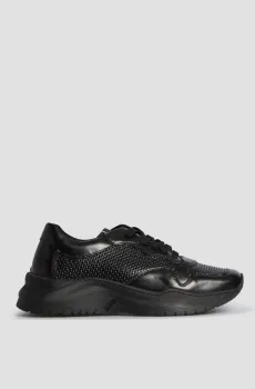 Женские черные кожаные кроссовки Черный 36 Baldinini D4E606T1VIFO;0000