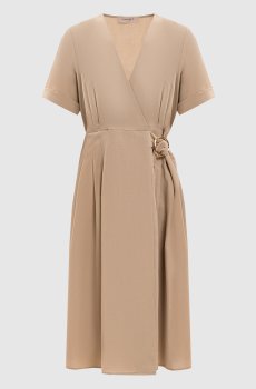 Бежевое платье с леном