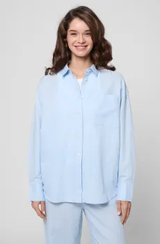Женская голубая льняная рубашка Голубой L PRPY PWCSTANN0036