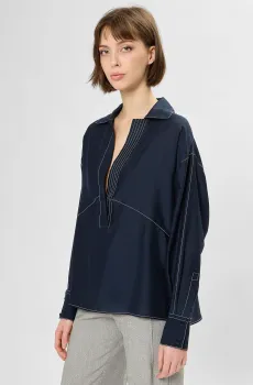 Женская темно-синяя блуза Синий 34 BOSS 50553867;404