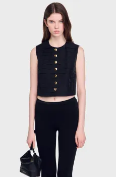 Женский черный жилет Черный 34 Sandro SFPTO00795_Black