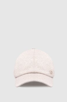 Серая кепка с леном и шелком в узор