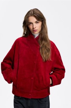 Reserved - Замшева куртка oversize - червоний - 533LO-33X