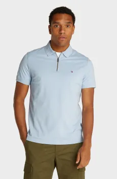 Мужское голубое поло MERCERISED PIQUE ZIP Голубой M Tommy Hilfiger MW0MW38473