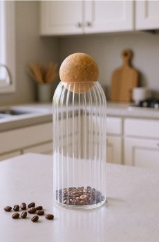 Скляний контейнер для їжі з кришкою - білий