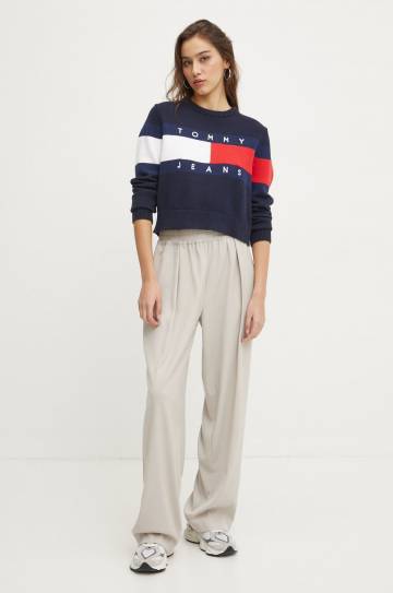 Хлопковый свитер Tommy Jeans цвет синий DW0DW19335 Хлопковый свитер Tommy Jeans цвет синий DW0DW19335