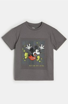 Бавовняна футболка з принтом Mickey Mouse - темно-сірий