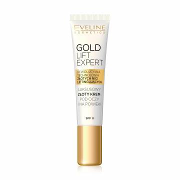 Крем для кожи вокруг глаз Eveline Cosmetics Gold Lift Expert SPF 8, 15 мл Крем для кожи вокруг глаз Eveline Cosmetics Gold Lift Expert SPF 8, 15 мл