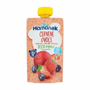 Детское фруктовое-ягодное пюре Hamanek Яблоко, клубника и черника, от 6 месяцев, 100 г Детское фруктовое-ягодное пюре Hamanek Яблоко, клубника и черника, от 6 месяцев, 100 г