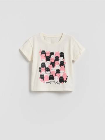 Reserved - Футболка зі світловим принтом - кремовий - 567FT-01X