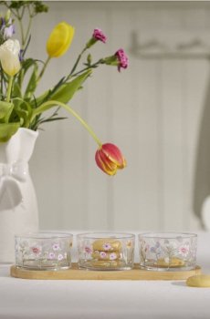 Сервірувальний піднос із трьома мисочками та квітковим мотивом - різнобарвний