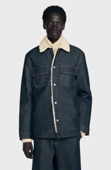 Мужская темно-синяя джинсовая куртка Синий L Sandro SHPBL01193_Raw-Denim