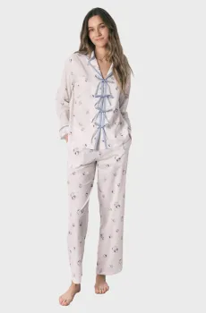 Женская белая пижама с узором (рубашка, брюки) Hello Kitty Белый L womensecret 3133508