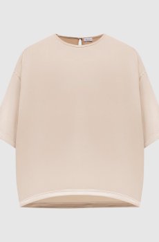 Бежевая блуза из шелка с цепочкой