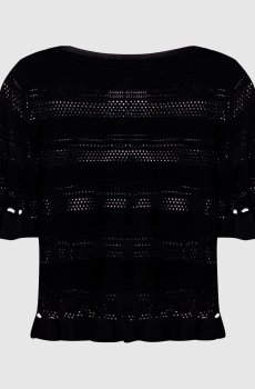 Черный ажурный топ с логотипом