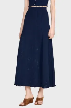 Женская темно-синяя юбка Синий 34 Sandro SFPJU01740_Navy Blue