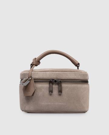 Серая замшевая сумка с логотипом Серая замшевая сумка с логотипом