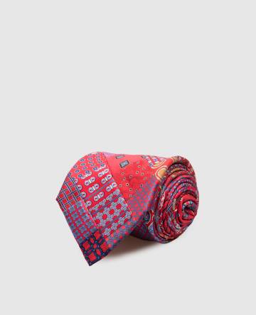 Красный галстук из шелка в стиле пэчворк