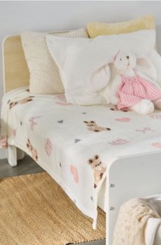 Плед з принтом - кремовий