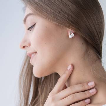 Золотые серьги с фианитами с03854 Золотые серьги с фианитами с03854