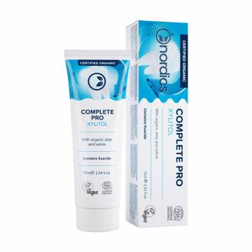 Зубная паста Nordics Cosmos Organic Complete Pro Защита от кариеса и гингивита, с ксилитом и фтором, 75 мл Зубная паста Nordics Cosmos Organic Complete Pro Защита от кариеса и гингивита, с ксилитом и фтором, 75 мл