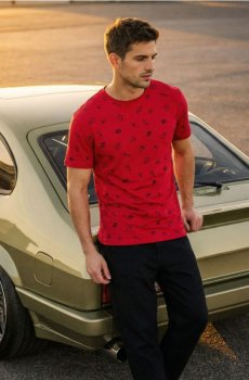 Візерункова бавовняна футболка - червоний