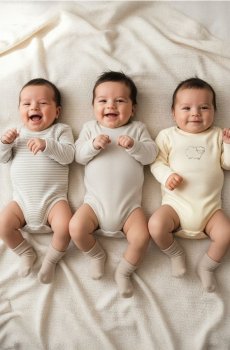 Бавовняне боді 3 pack - кремовий