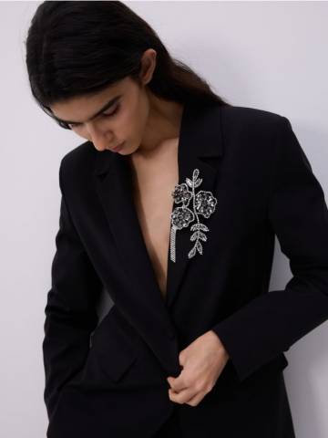 Reserved - Блейзер slim fit із додаванням вовни - чорний - 351DJ-99X Reserved - Блейзер slim fit із додаванням вовни - чорний - 351DJ-99X