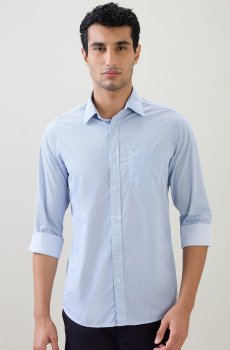 ColorPlus Men Smart Slim Fit Geometric Printed Spread Collar Cotton Casual Shirt