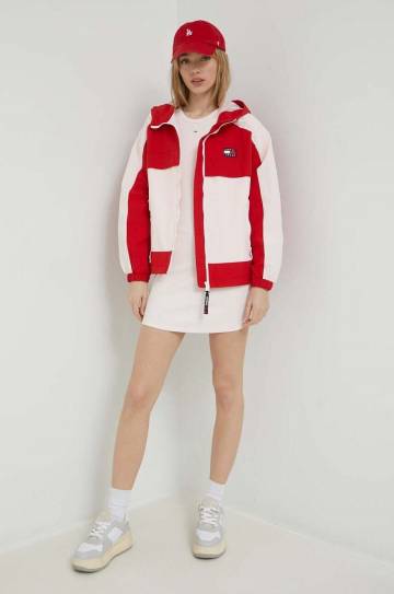 Платье Tommy Jeans цвет розовый mini облегающее Платье Tommy Jeans цвет розовый mini облегающее