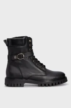 Женские черные кожаные ботинки Черный 39 Tommy Hilfiger FW0FW06734