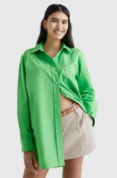 Женская салатовая рубашка 1985 ORG CO Салатовый XS Tommy Hilfiger WW0WW39198