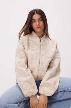 Reserved - Бомбер з вишивкою - бежевий - 504IA-08X
