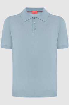 Голубое поло из кашемира и шелка