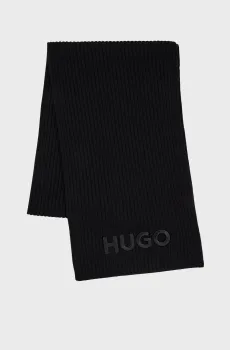Мужской черный шерстяной шарф Черный ONESIZE HUGO 50527826;001