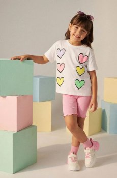 Бавовняна футболка з мотивом сердець - білий