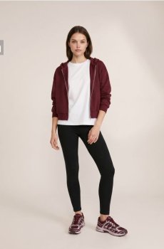 Розпашна кофта з капюшоном з домішкою віскози, soft touch - бордовий