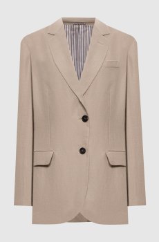 Бежевый жакет из льна с цепочкой мониль