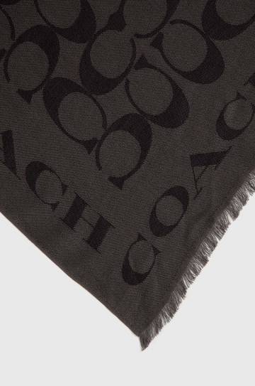 Шарф с примесью шелка Coach цвет чёрный узорный Шарф с примесью шелка Coach цвет чёрный узорный