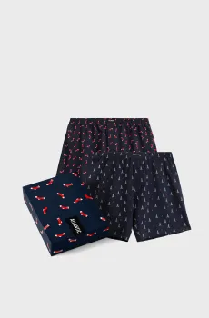 Мужские темно-синие трусы с узором (2 шт) Синий M Atlantic 2GMB-010