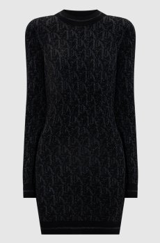 Черное платье мини с люрексом